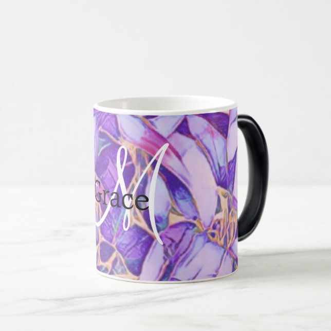 Caneca Mágica Mata Dourada De Flor Roxa E Faux (Frente Esquerda)