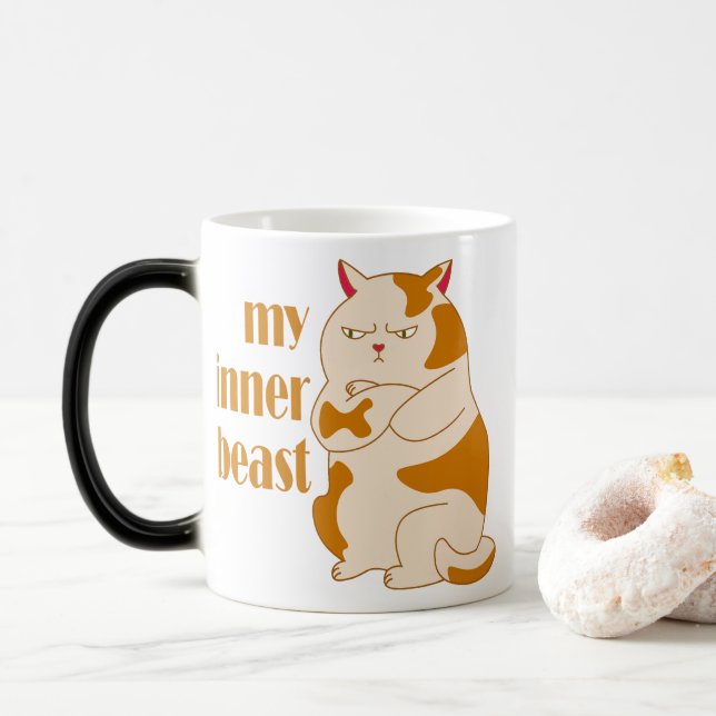Caneca Mágica Minha citação motivadora de gato preguiçoso e gord (Com Donut)