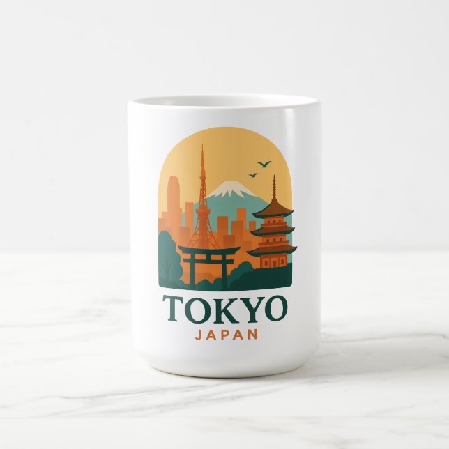 Caneca Mágica Minimalista Viagem ao Japão Tóquio | Moderno (Center)