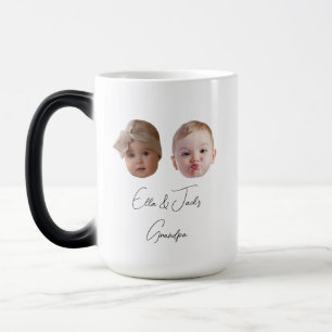 Caneca Mágica Moderno Personalizado Dois Bebês de presente Avô