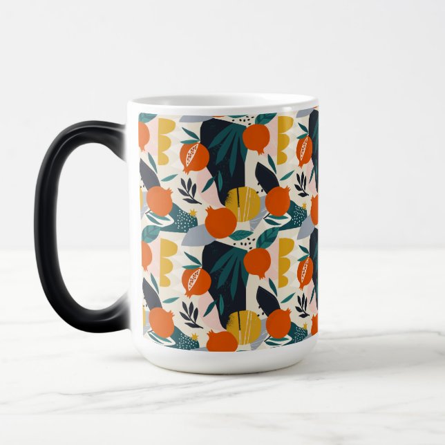 Caneca Mágica Moderno Trendy Preppy Chic Apricot e Folhas (Esquerda)
