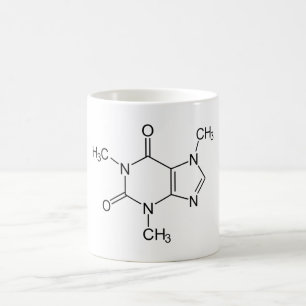 Caneca Mágica Molécula de Cafeína Química Café Átomos