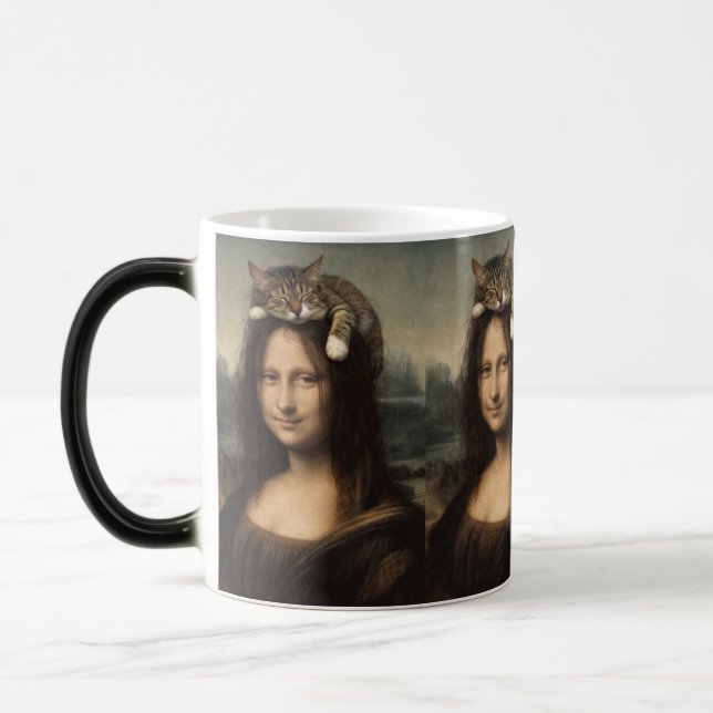 Caneca Mágica Mona Lisa Com Gato Adormecido                      (Esquerda)