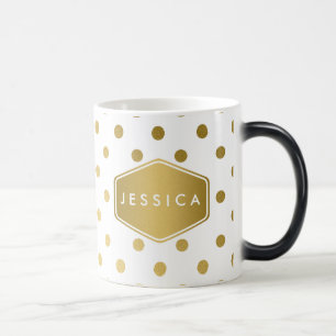 Caneca Mágica Monograma com Padrão de Pontos Glitter Dourado Fem