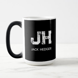 CANECA MÁGICA MONOGRAMA DE NOME DE DUAS LETRAS BRANCO MINIMALIST