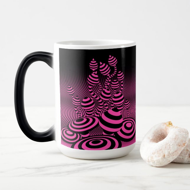 Caneca Mágica Morphing geométrico de Coffee Mug Magic Mushroom. (Com Donut)
