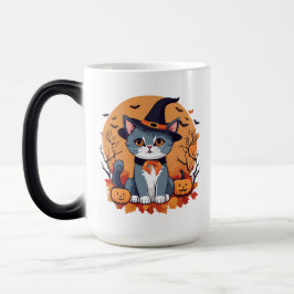 Caneca Mágica Morphing Grande Gato De Halloween Bonito
