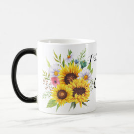 Caneca Mágica Mother’s Day Mug with Sunflower Bouquet and Heartf