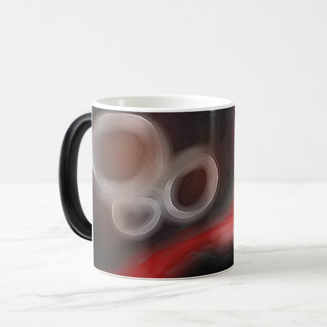 Caneca Mágica Motif Arterial: Abstrato preto, branco e vermelho (Frente Esquerda)