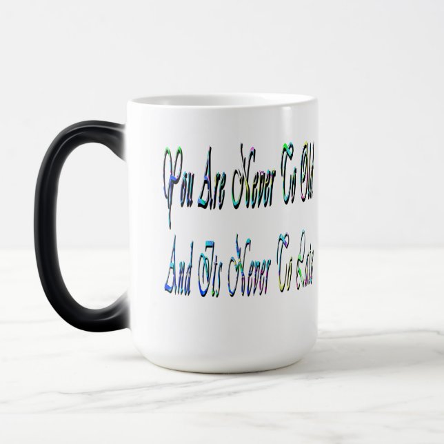Caneca Mágica Mug De Café Nunca Para Velho, Motivacional E Morfo (Esquerda)