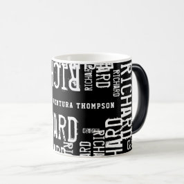 Caneca Mágica Mug de Nome Branco Preto Moderno