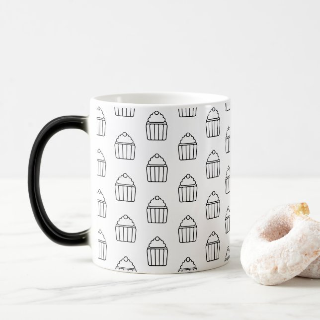 Caneca Mágica Mug de padrão de Cupcake minimalista (Com Donut)