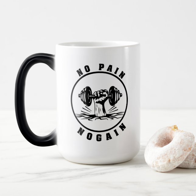 Caneca Mágica Mug for Malhação amante "No Dain, No Gain" cita (Com Donut)
