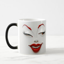 Caneca Mágica Mug Magic Sarcastic Women Face with Red Lips