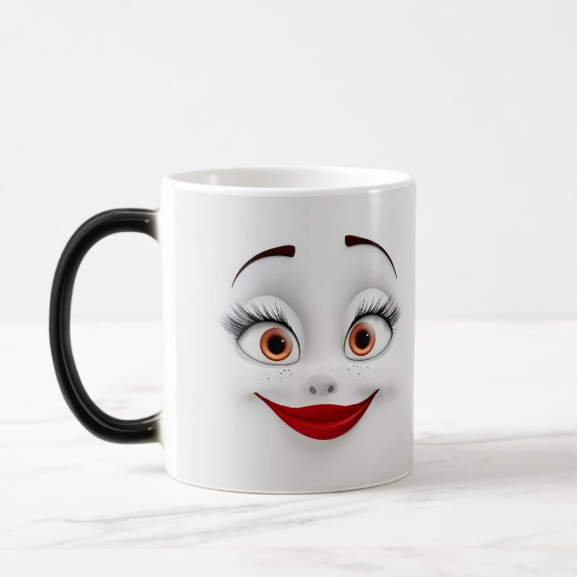 Caneca Mágica Mug Magic Sarcastic Women Face with Red Lips (Esquerda)