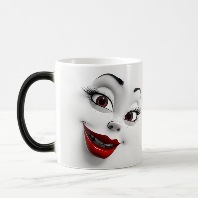 Caneca Mágica Mug Magic Sarcastic Women Face with Red Lips (Esquerda)