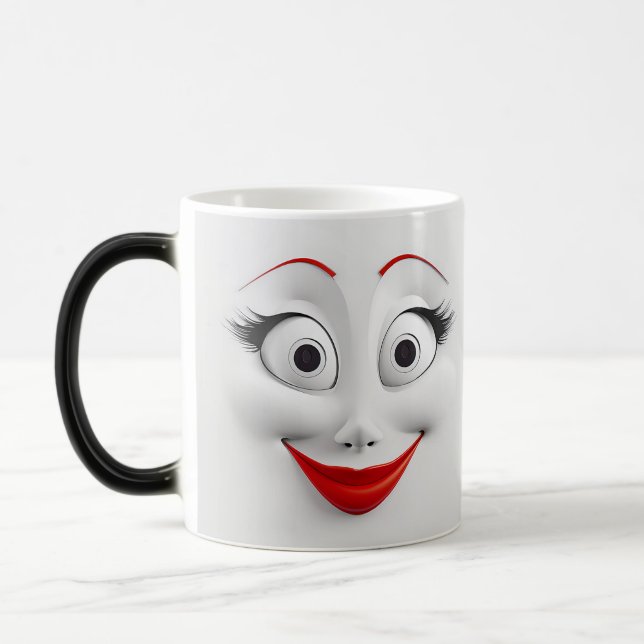 Caneca Mágica Mug Magic Sarcastic Women Face with Red Lips (Esquerda)