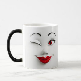 Caneca Mágica Mug Magic Sarcastic Women Face with Red Lips