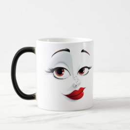 Caneca Mágica Mug Magic Sarcastic Women Face with Red Lips