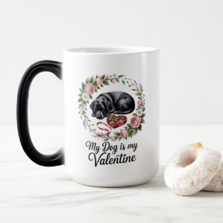 Caneca Mágica My Dog Is My Valentine Floral Puppy Lover Design