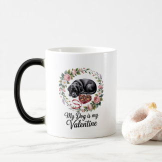 Caneca Mágica My Dog Is My Valentine Floral Puppy Lover Design