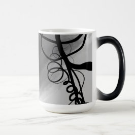 Caneca Mágica Na grade: Cinza Abstrato, Preto e Branco