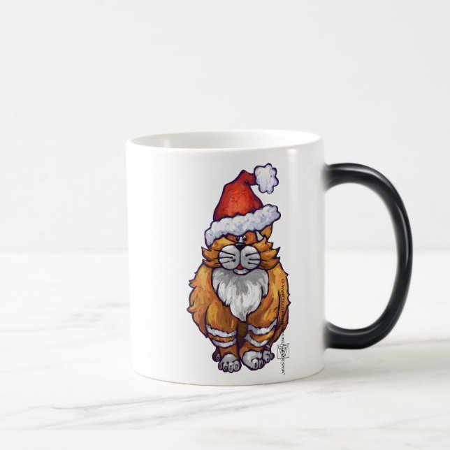 Caneca Mágica Natal do gato do gengibre (Direita)