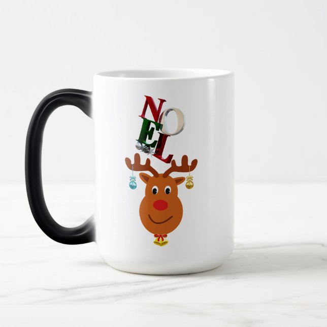 Caneca Mágica Noel Deer Bells Bauble Rudolf Snowflakes Natal (Esquerda)