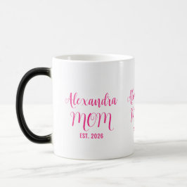 Caneca Mágica Nome da Mãe Personalizado Estabelecido Script Rosa