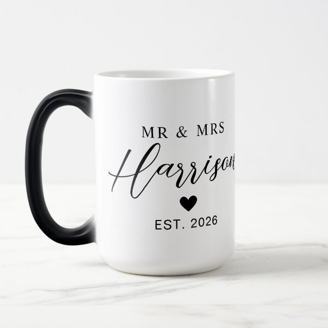 Caneca Mágica Nome do Casal Com Data | Presentes de Casamento Pe (Esquerda)