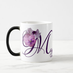 Caneca Mágica Nome personalizável Maggie pansy floral boho