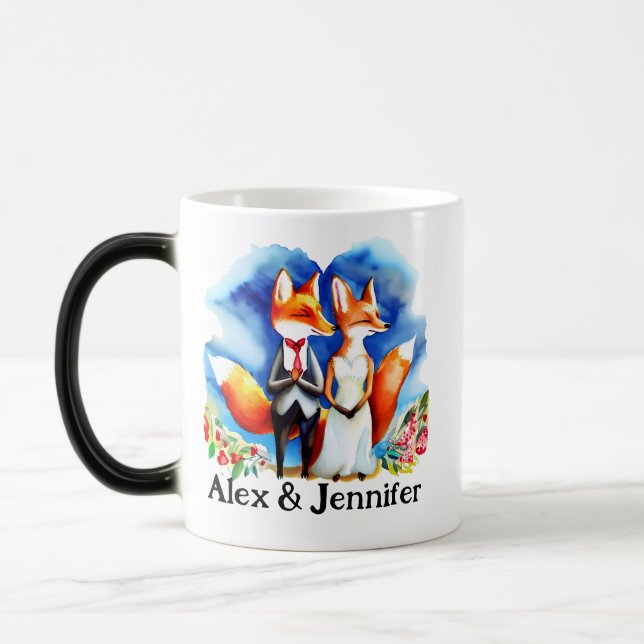 Caneca Mágica Nomes de Casal Fox Personalizados (Esquerda)