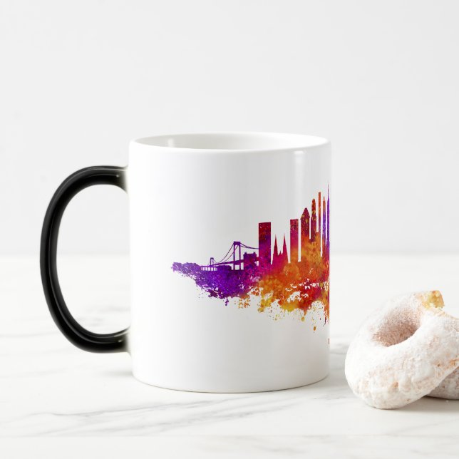 Caneca Mágica Nova Iorque Skyline Watercolor em branco (Com Donut)