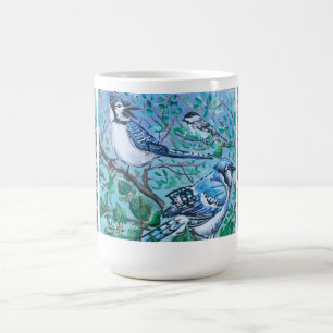 Caneca Mágica Observação de Pássaros Moderna Gaio Azul Tentilhão
