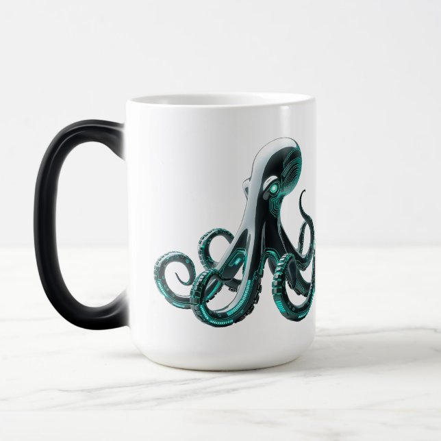 Caneca Mágica Octopus Robótico - Design da Criatura Tecnológica  (Esquerda)