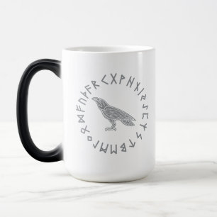 Caneca Mágica Odin Raven Crow Viking Mythology corre em runic