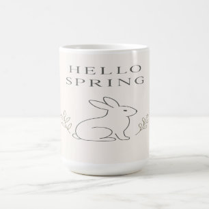Caneca Mágica Olá Arte Minimalista de Coelho da Primavera