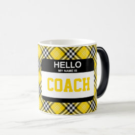 Caneca Mágica Olá Meu Nome É CoACH Nametag Xadrez Sports