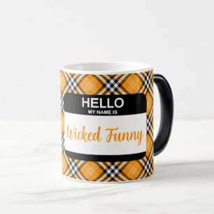 Caneca Mágica Olá Meu Nome é Engraçado, Engraçado, Queda Laranja