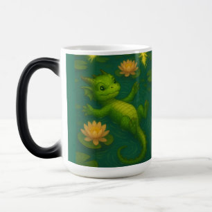 Caneca Mágica Olhinhos de filhotes verdes e bebês bonitos, drago