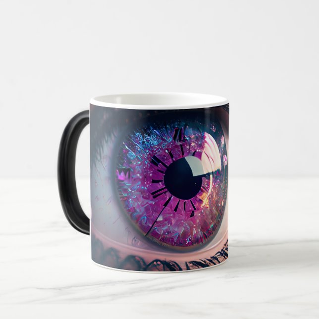 Caneca Mágica Olho Bonito e Luminoso Rosa Fantástico (Frente Esquerda)