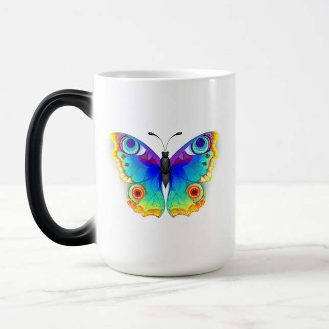 Caneca Mágica Olho Peacock da Borboleta Arco-Íris (Esquerda)