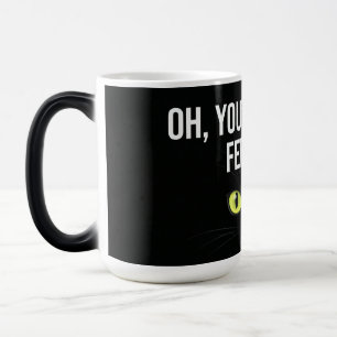Caneca Mágica Olhos Engraçados de Gato Mal-Humorado Ah, Você Aco