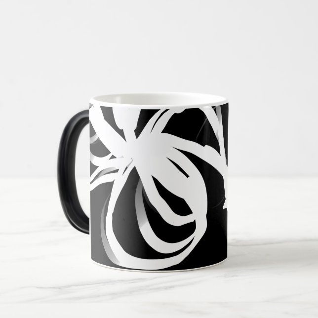 Caneca Mágica Orchid Noir: Abstrato preto e branco (Frente Esquerda)