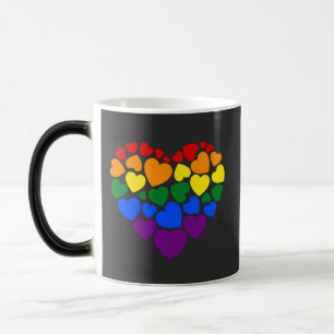 Caneca Mágica Orgulho - coração de cores do arco-íris gay por am