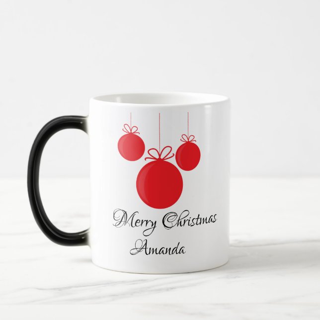 Caneca Mágica Ornamentos vermelhos, natal (Esquerda)