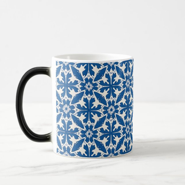 Caneca Mágica Padrão Boho em Azul – Elegante e Ousado (Esquerda)