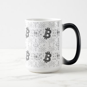 Caneca Mágica Padrão branco preto de criptomoeda digital bitrate
