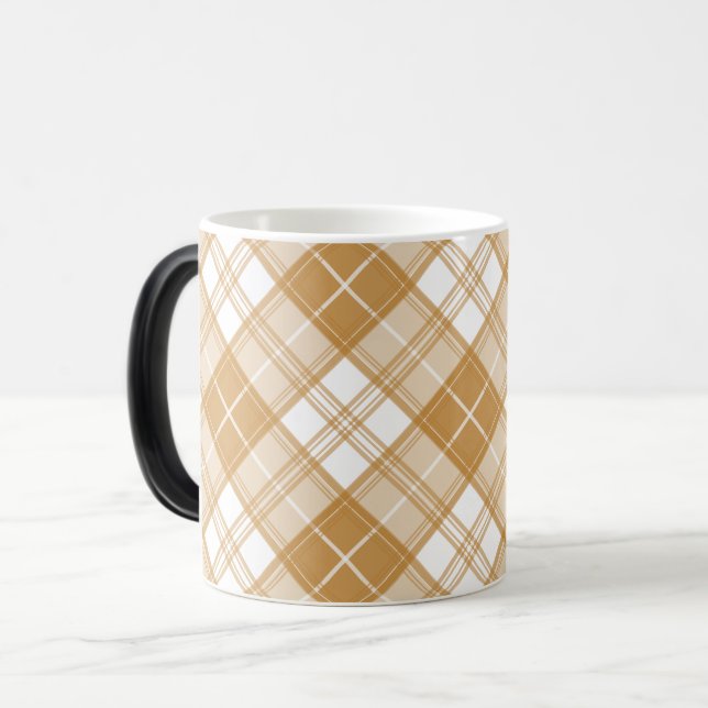 Caneca Mágica Padrão Brown White Tartan yxm0uat9 (Frente Esquerda)