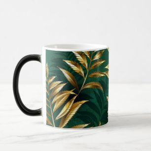 Caneca Mágica Padrão contínuo com samambaias douradas